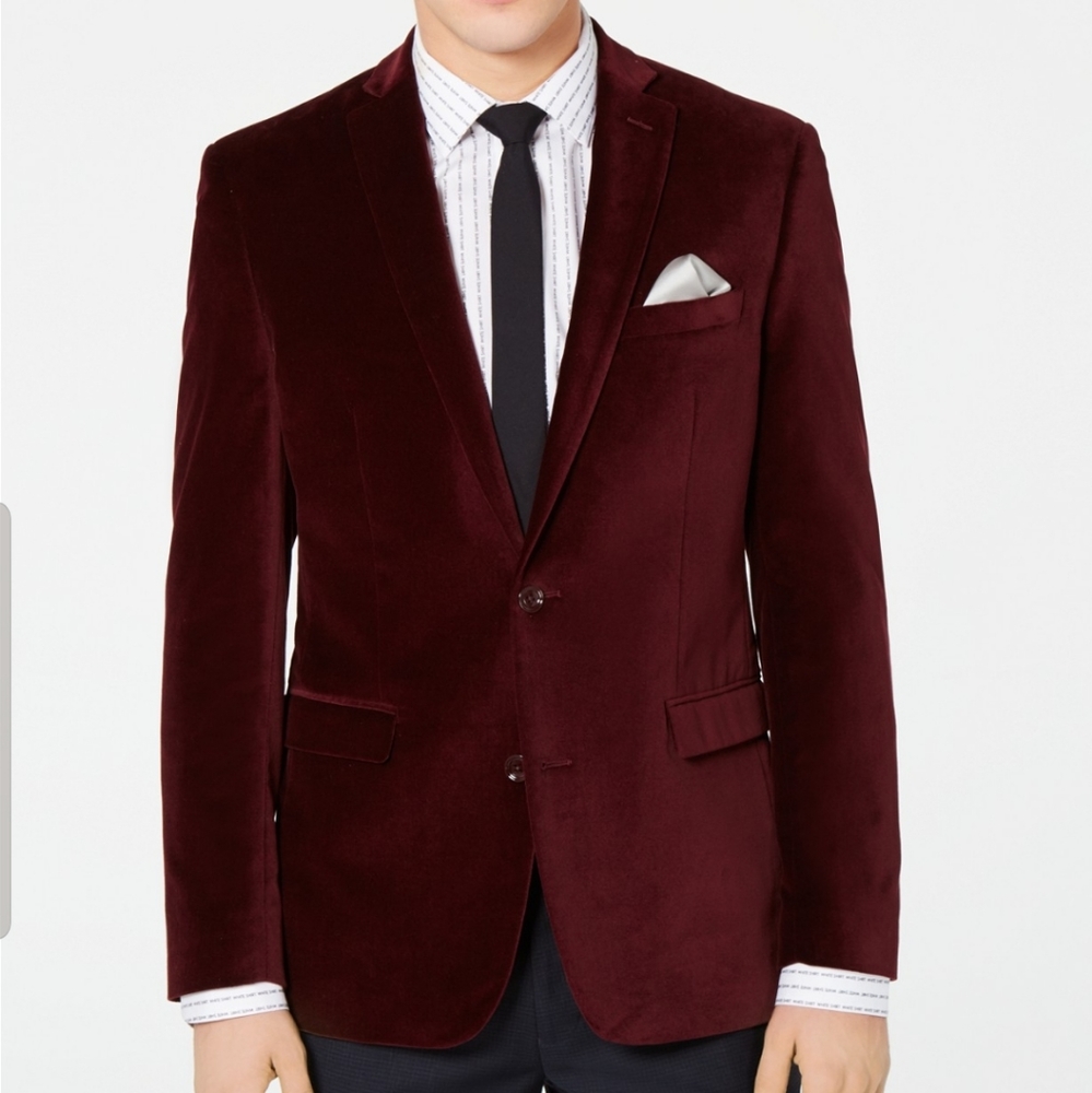 Bar III slim fit velvet jacket